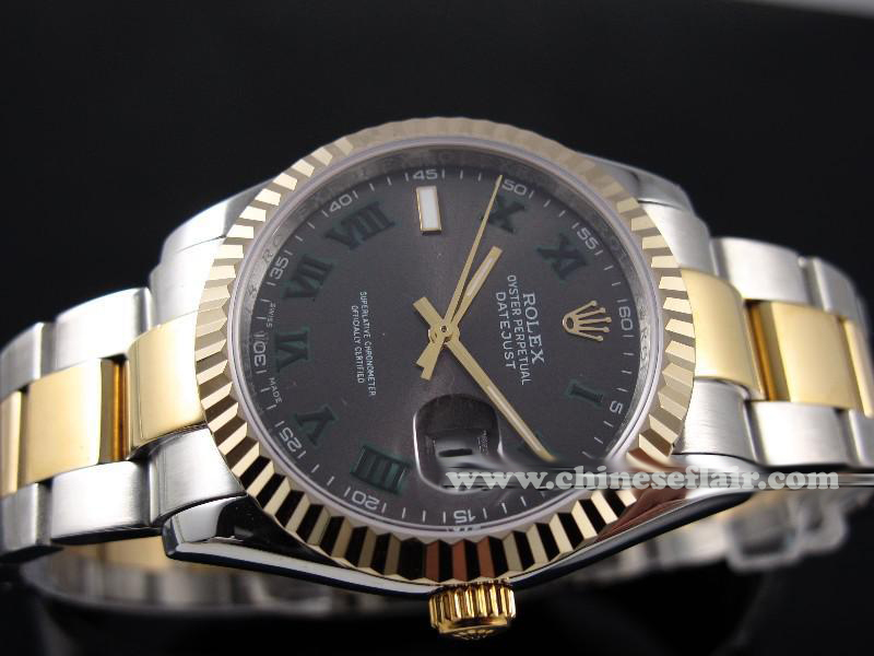 Rolex 2-Tone Datejust II Gray Roman Dial Mens Watch